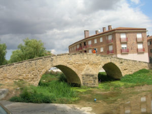 The Medieval Dromedary Bridge At Villatuerta, Higher In The Centre Than At The Ends