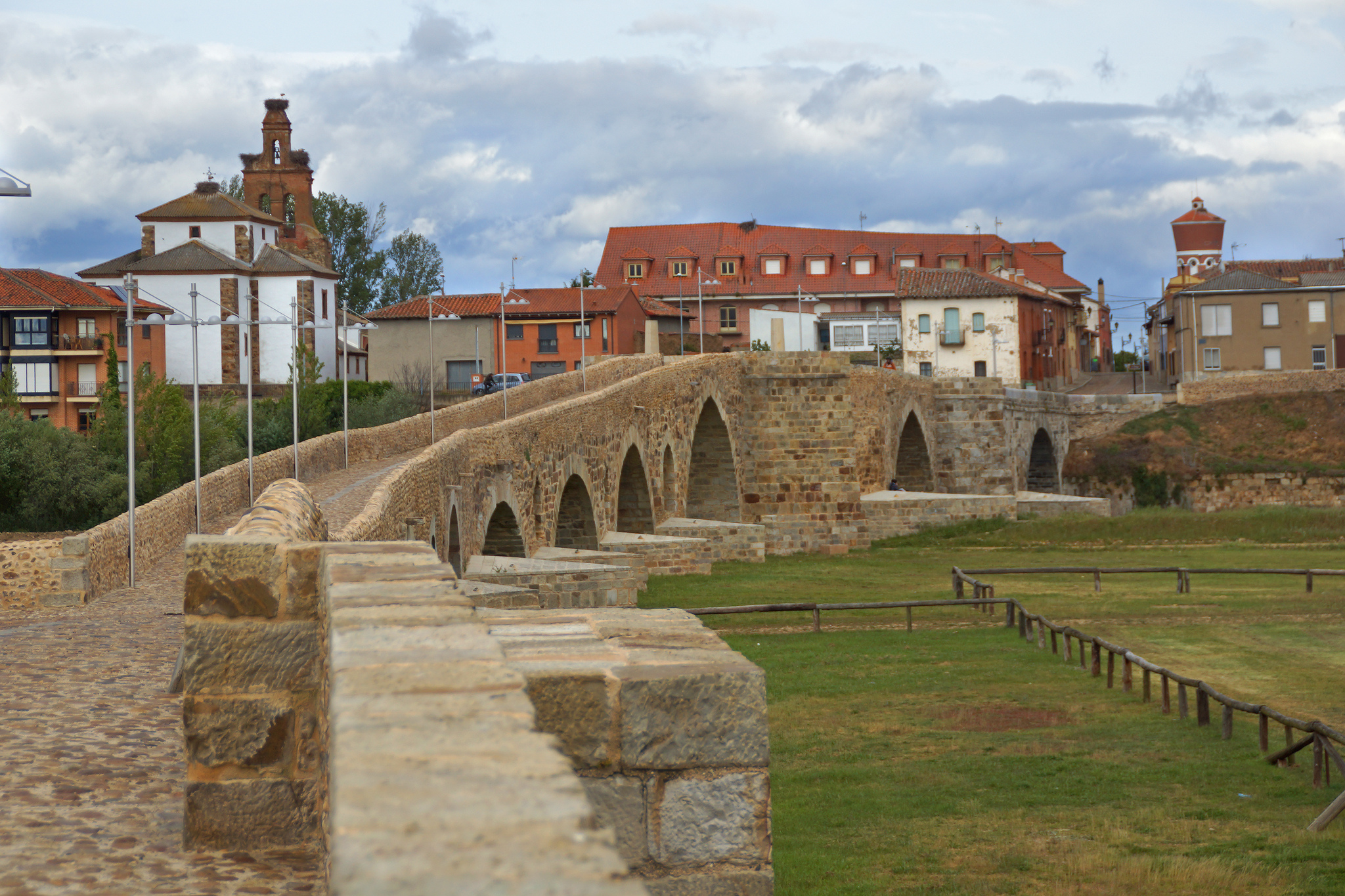 The Paso Honroso Bridge At Hospital De Órbigo Seen From The Riverbank